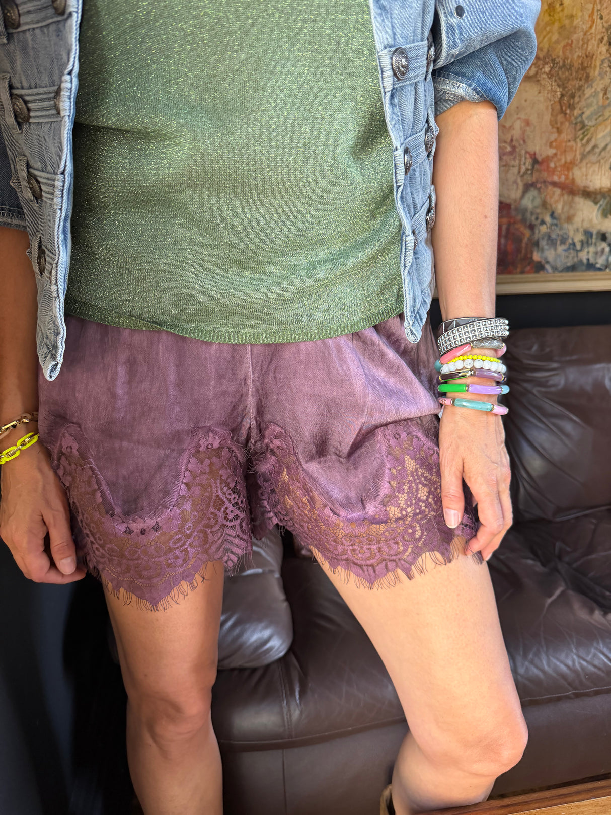 Lumi Lace Trim Short - Berry