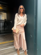 Highland Satin Lace Skirt - Blush