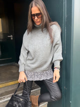 Arabella Lace Roll Neck Jumper - Grey