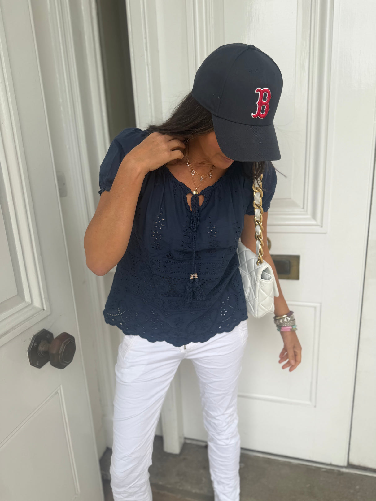 Florence Broiderie Anglaise Top - Navy