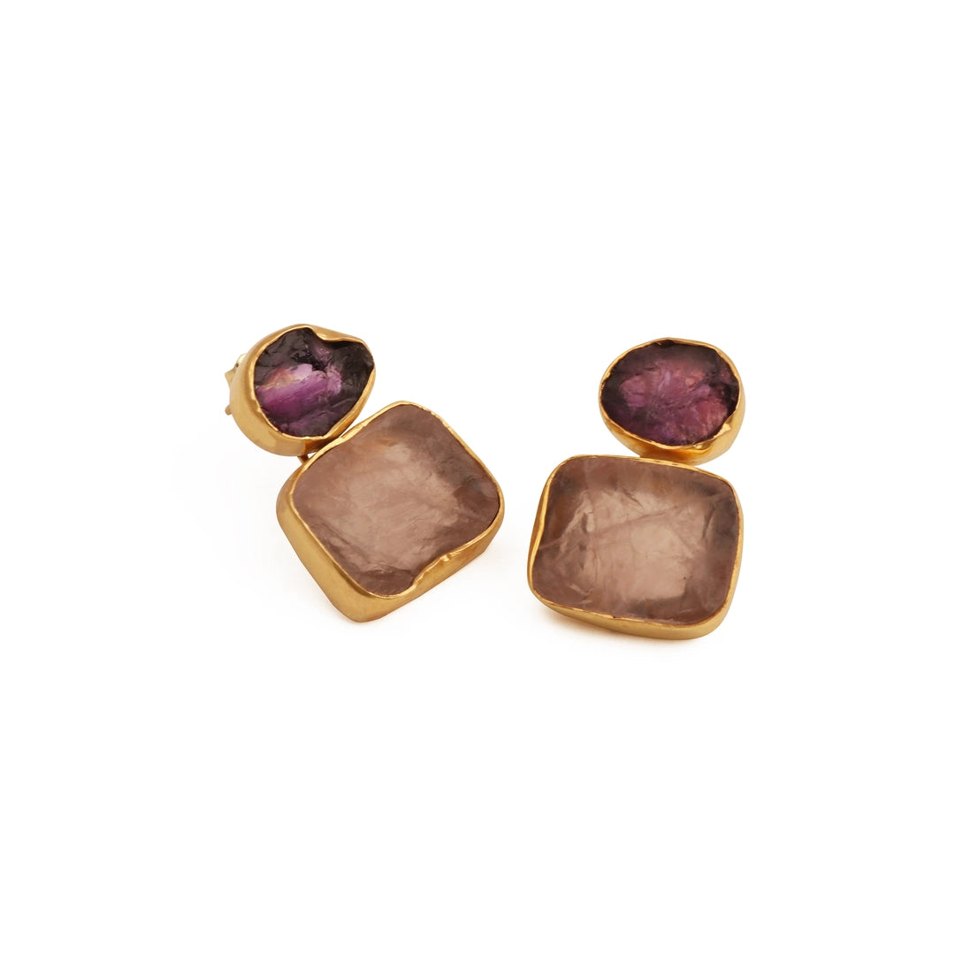 Garnet & Rose Quartz Studs