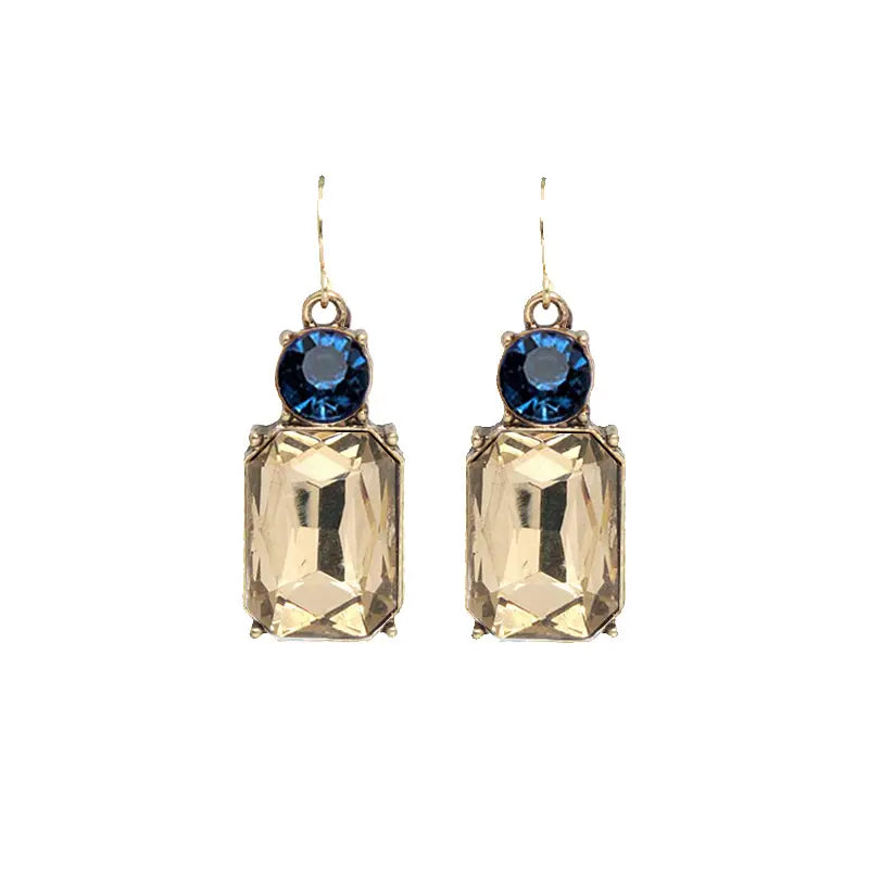 Twin Gem Earring - Smoke/Deep Blue