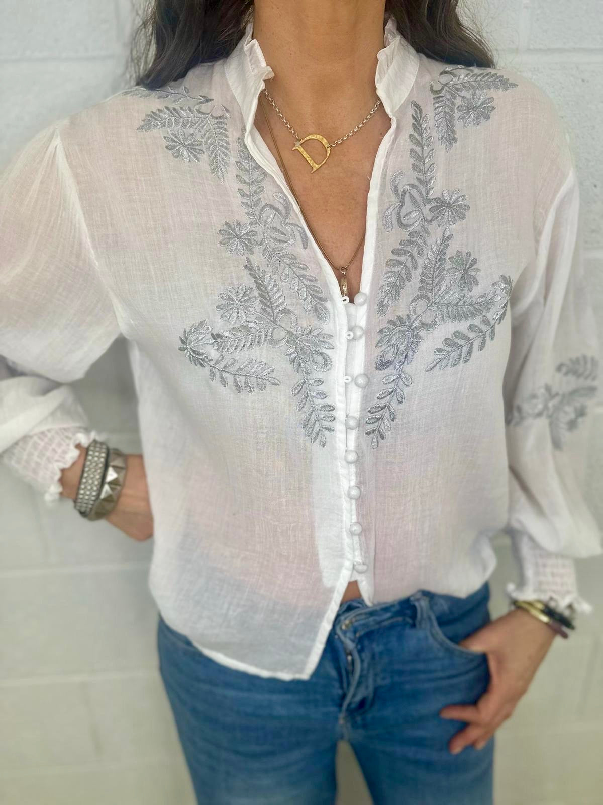 Blusa bordada Neomie blanca
