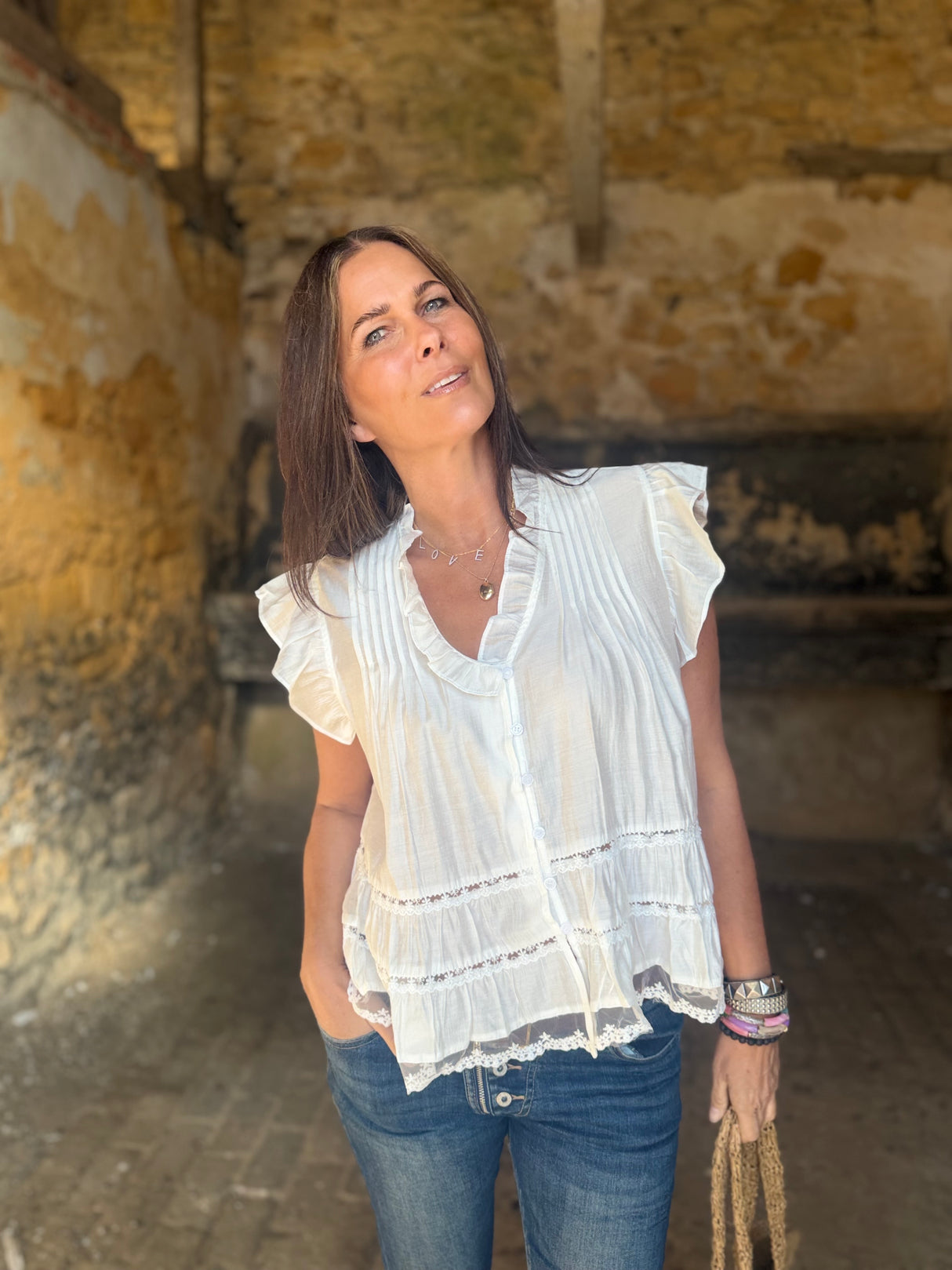 Arden Ruffle Blouse - White