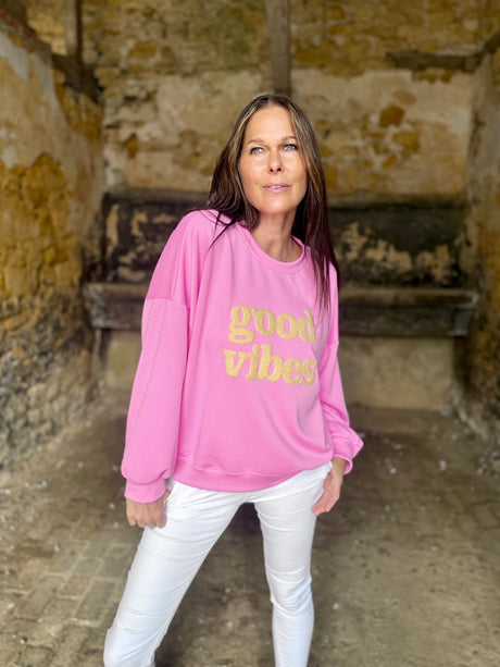 Good Vibes Sweatshirt - Hot Pink