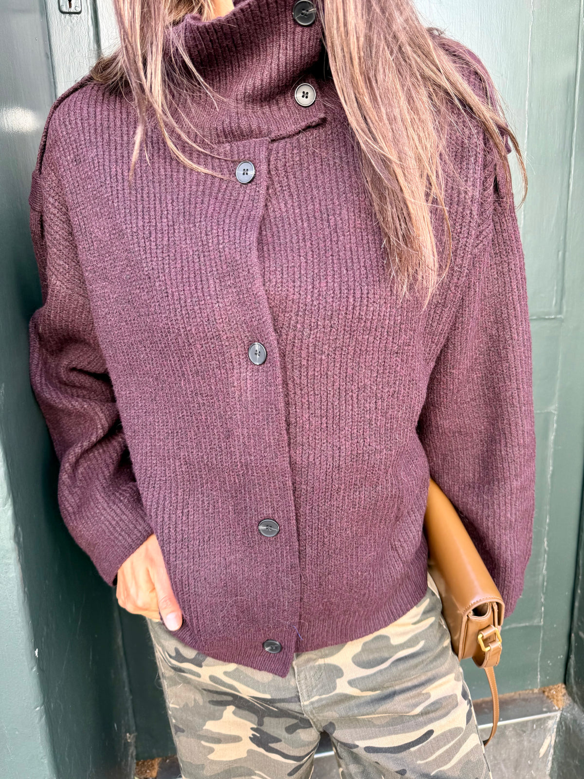 Bond Knitted Funnel Neck Plum