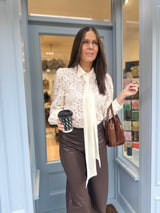 Cara Lace Pussy Bow Blouse - Ecru