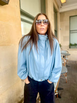 Maz Faux Leather Jacket - Baby Blue