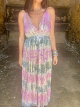 Crystal Metallic Maxi Dress - Hot Pink