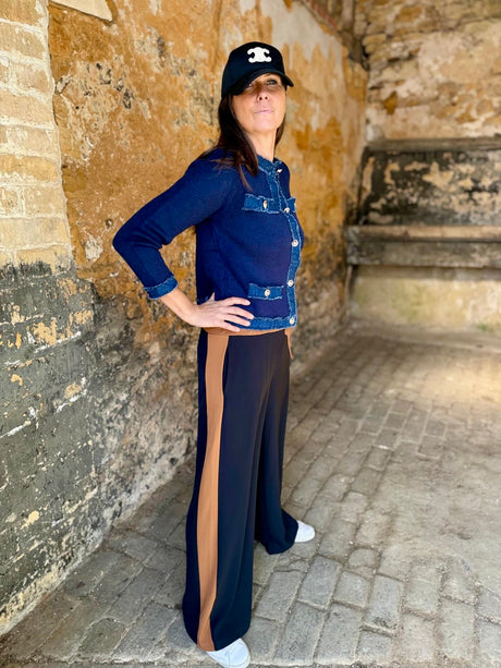 Pantalón Tempest - Negro con raya color tostado
