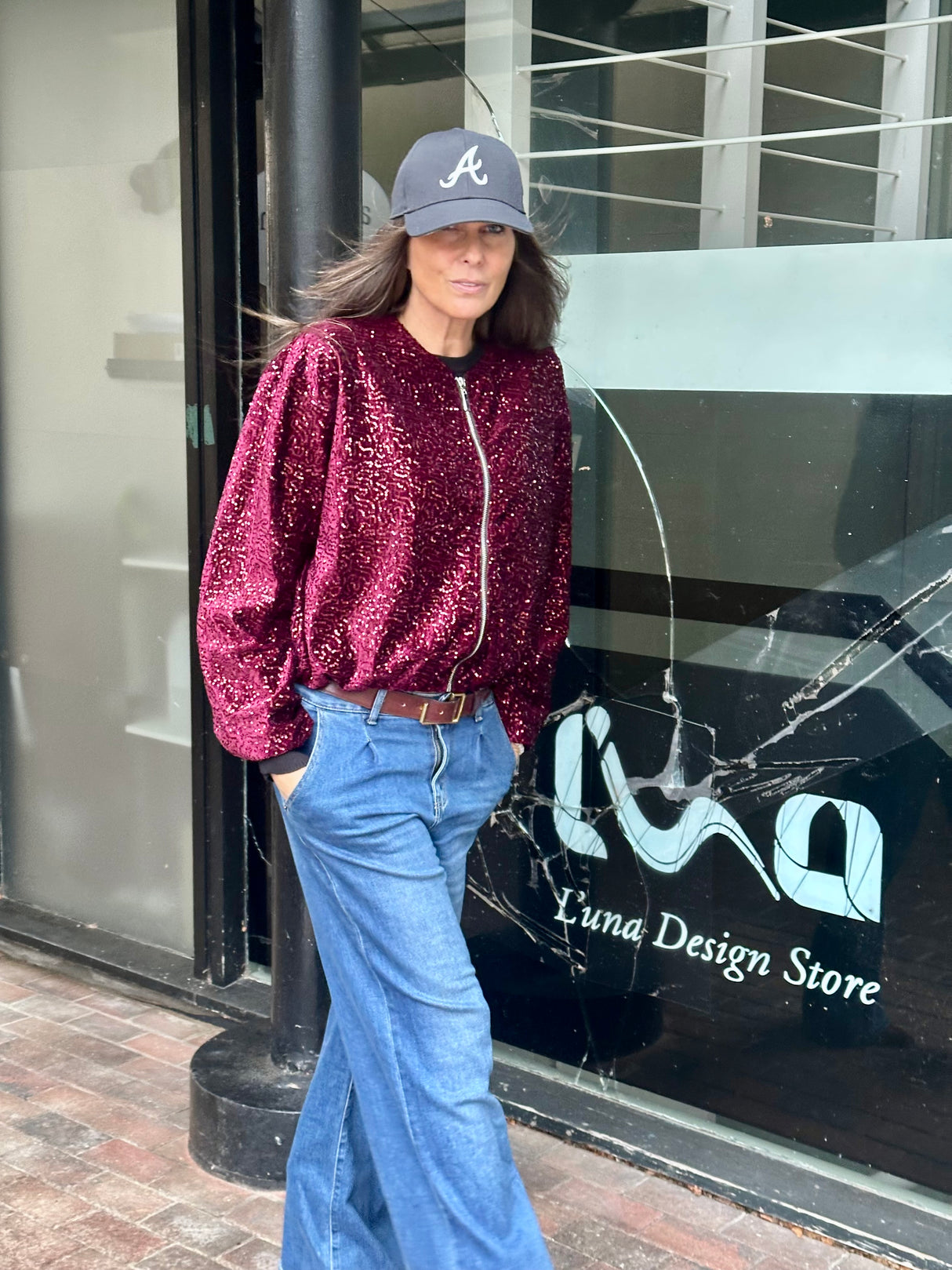 Marant Sequin Bomber - Cherry