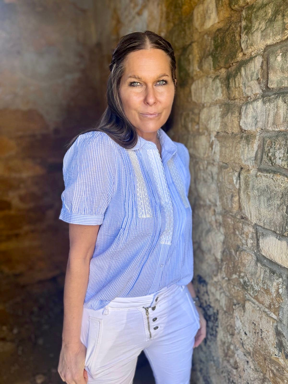 Dorra Short Sleeve Blouse - Blue