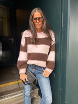 Freddie Stripe Knit - Baby Pink/Choc