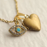 Turquoise Charm Locket Necklace