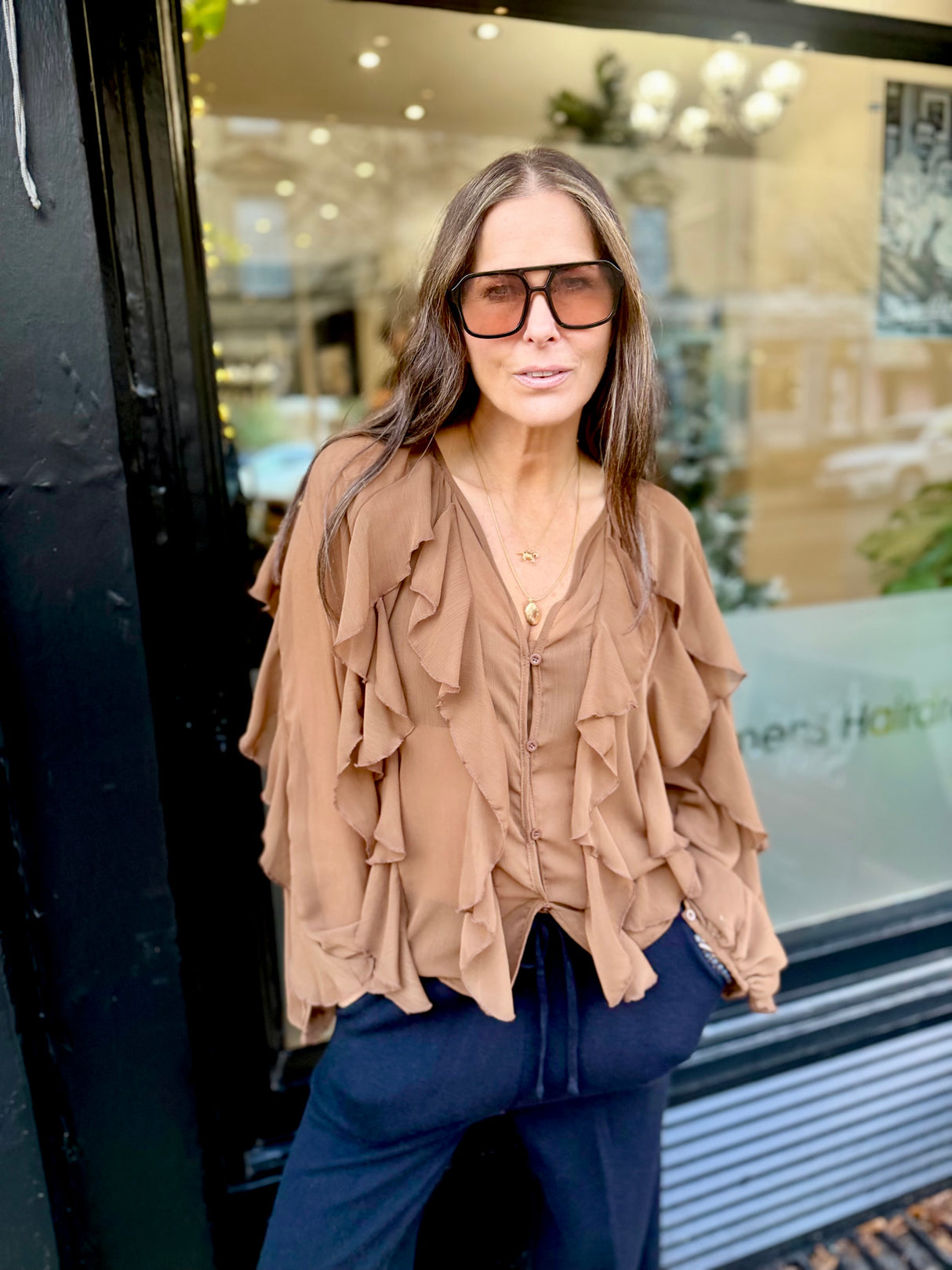 Ruby Ruffle Blouse - Coffee