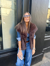 Hallie Faux Fur Gilet - Chocolate