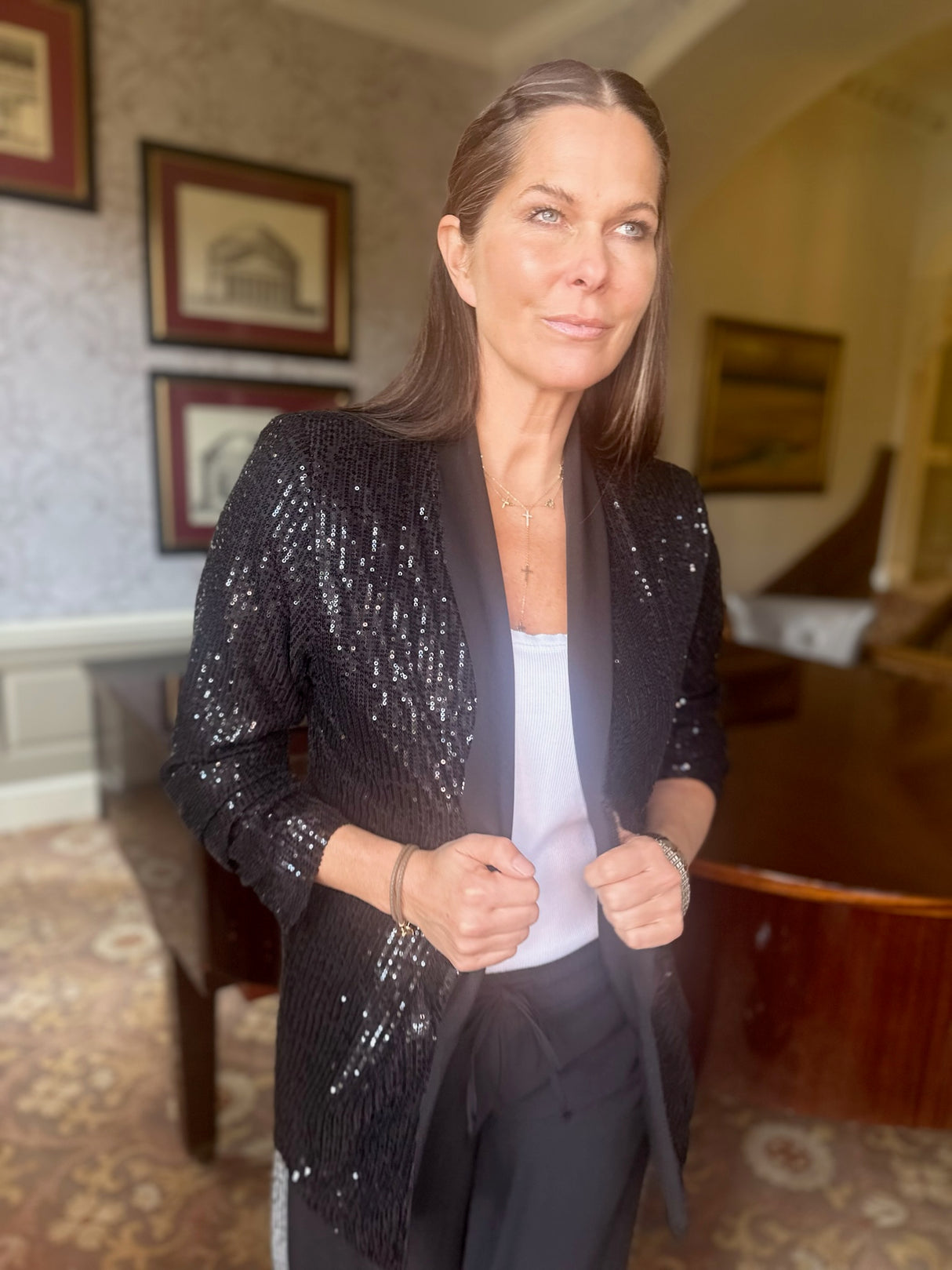 Blazer de lentejuelas Reed negro