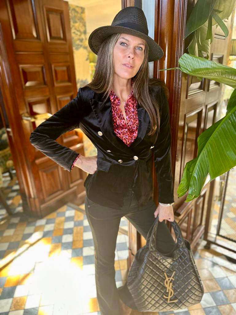 Victoria Velvet Blazer - Black