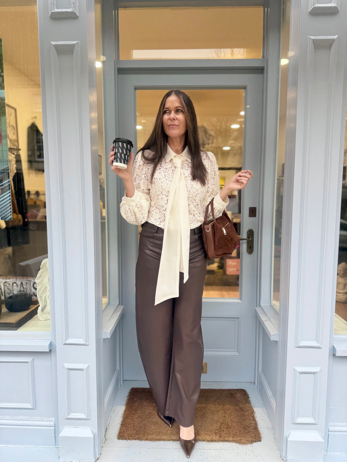 Cara Lace Pussy Bow Blouse - Ecru