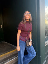 Ophelia Short Sleeve Turtleneck - Cherry