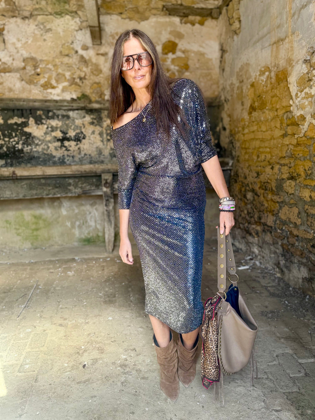 Disco Embellished Midi Dress