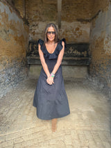 Jenna Ruffle Strap Dress - Black