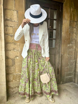 Believer Tiered Maxi Skirt Pea Green