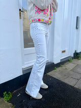 Stella Studded Bootcut Jean - White