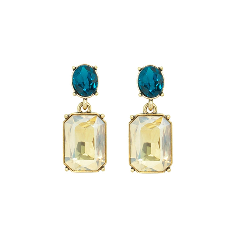 Twin Gem Earring - Smoke/Deep Blue