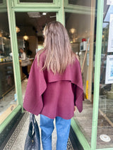 Fliss Knitted Cape with Scarf - Cherry