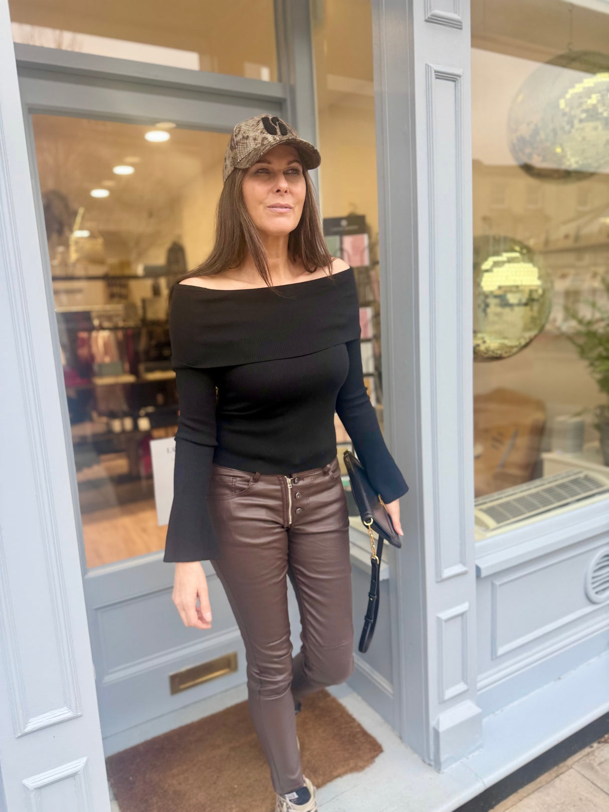 Newton Knitted Off Shoulder Knit - Black