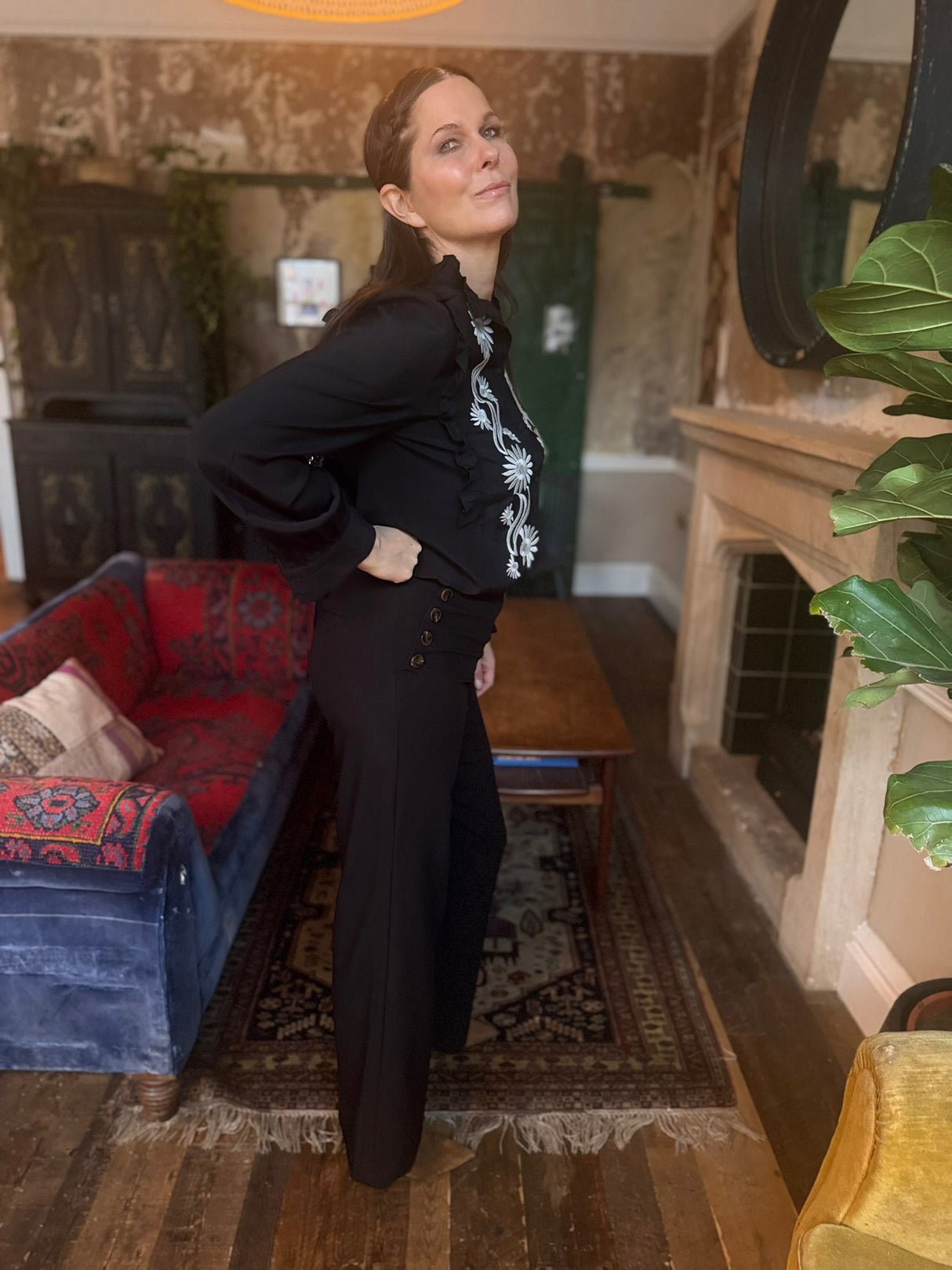 Blusa bordada Felicity - Negra