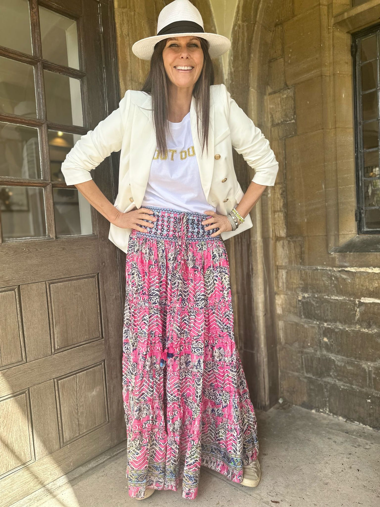 Believer Tiered Maxi Skirt Persian Rose