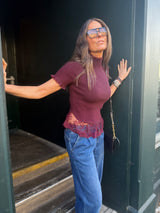 Ophelia Short Sleeve Turtleneck - Cherry