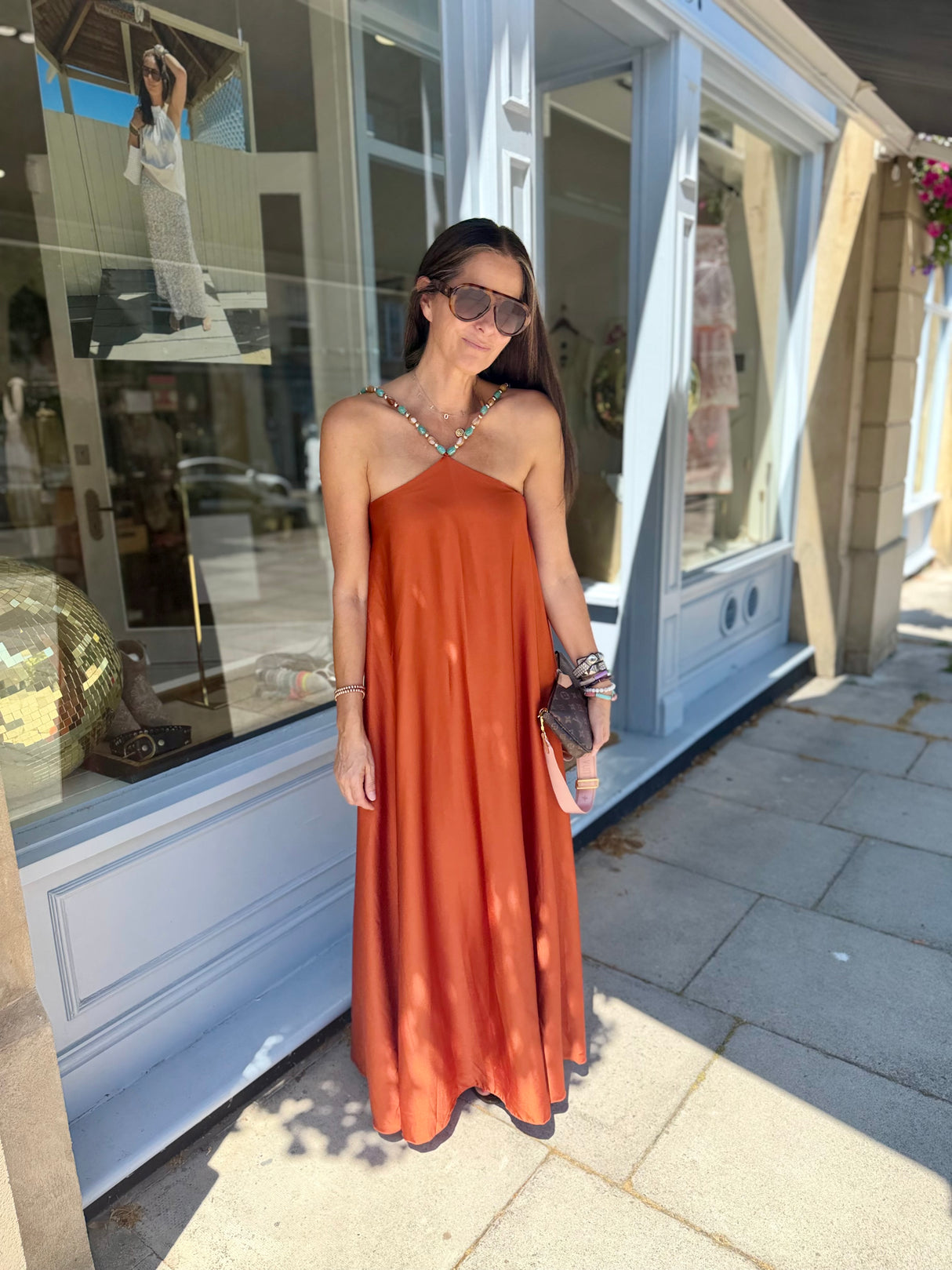 Lottie Beaded Maxi Dress - Rust