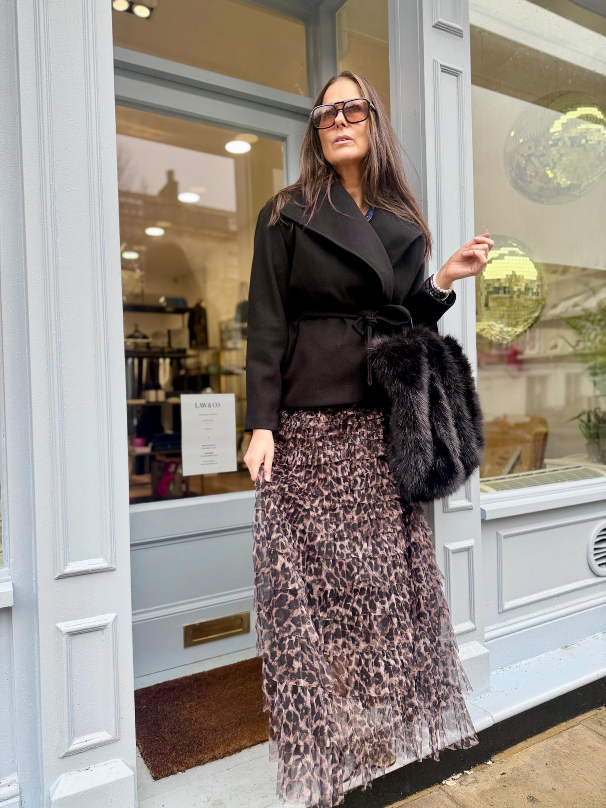 Felicity Animal Print Skirt - Brown