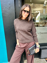 Coral Crew Neck Knit - Chocolate