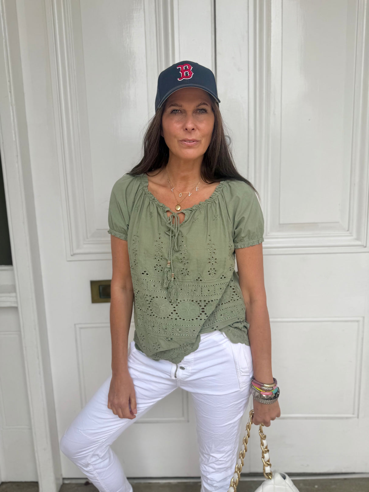 Florence Broiderie Anglaise Top - Khaki