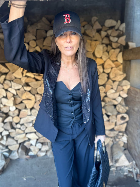 Chloe Sequin Lapel Blazer Black Black
