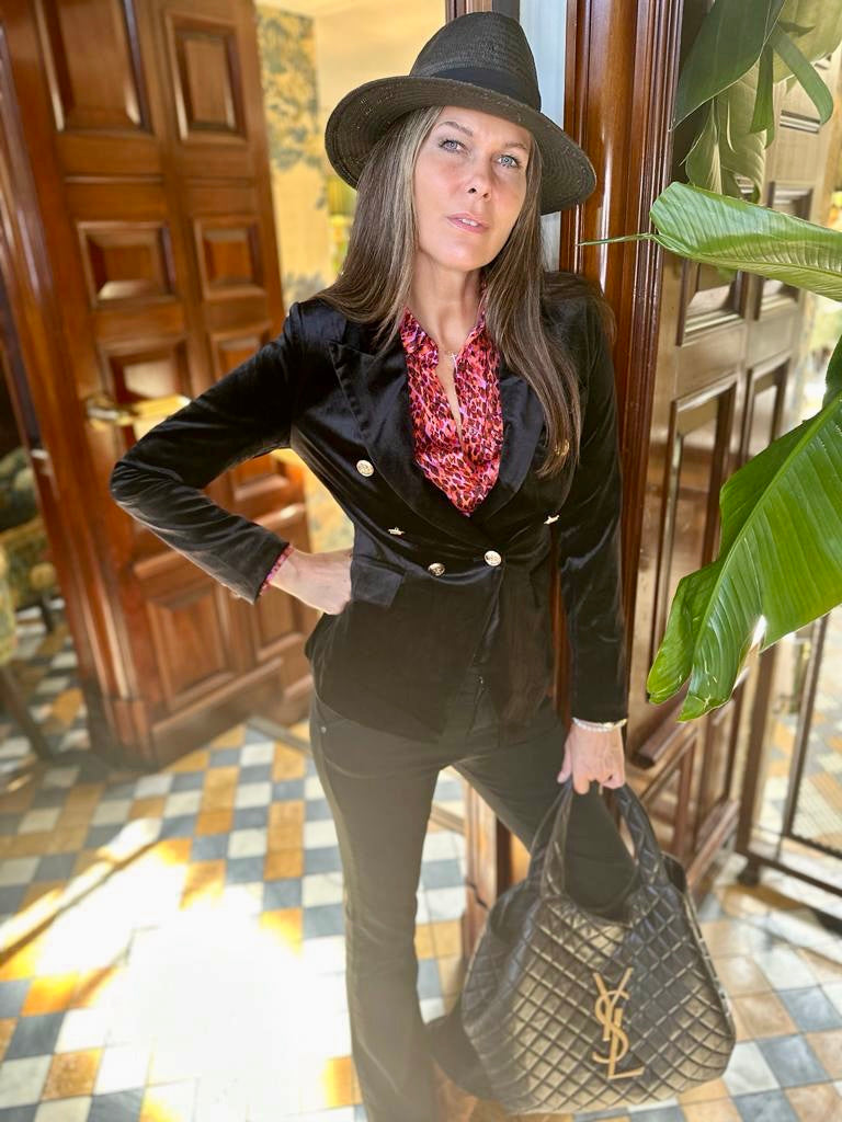 Victoria Velvet Blazer - Black