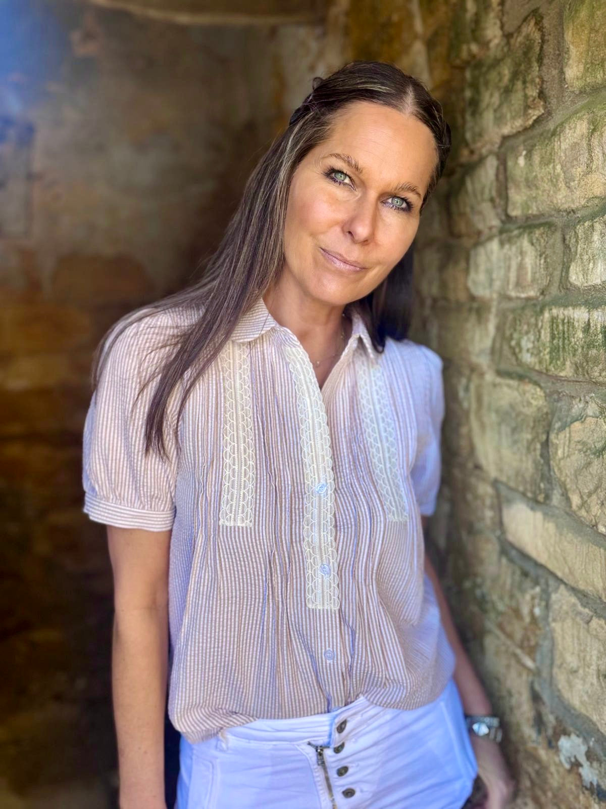 Dorra Short Sleeve Blouse - Camel