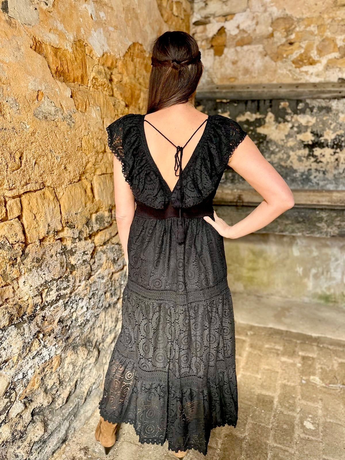Carter Crochet Maxi Dress - Black