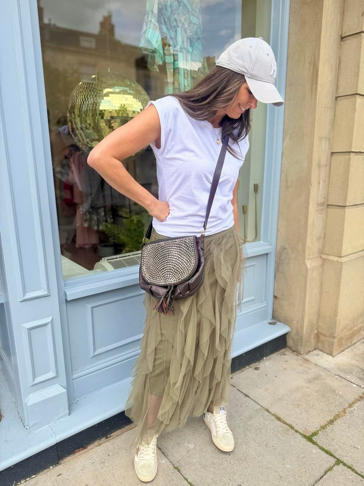 Rosalie Tulle Midi Skirt - Khaki