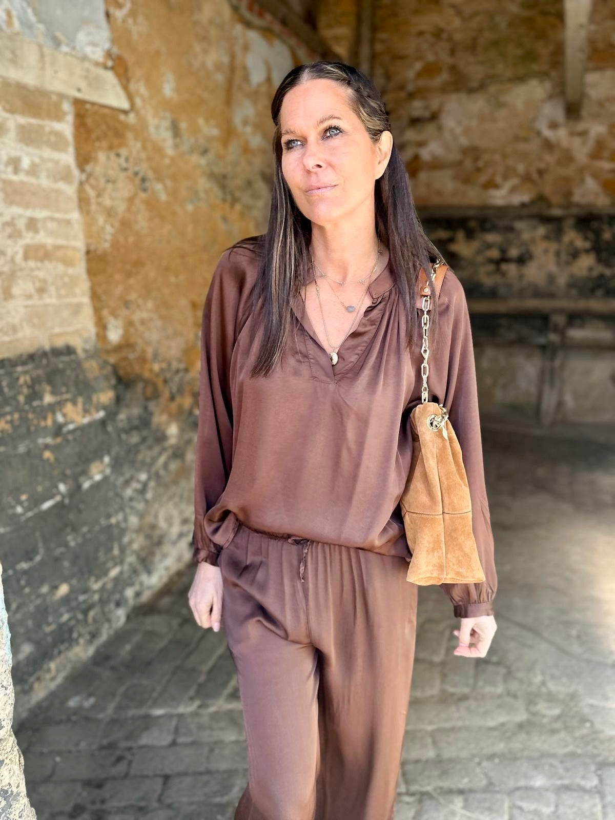 Isobel Tie-Waist Pant Chocolate