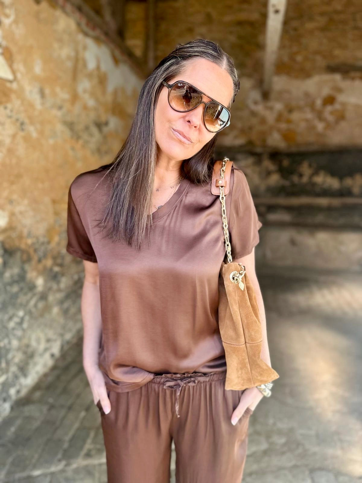 Camiseta Isobel Silk Blend color chocolate