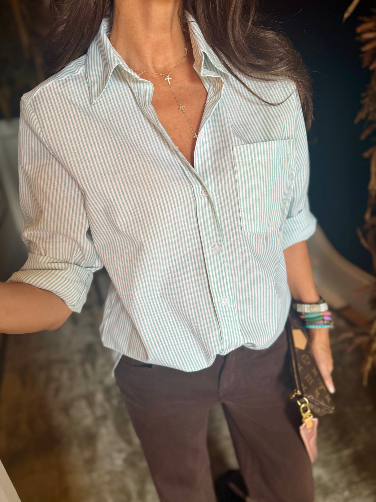 Lark Stripe Shirt - Mint
