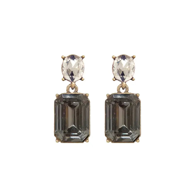 Oval Gem Earring - Slate/Clear