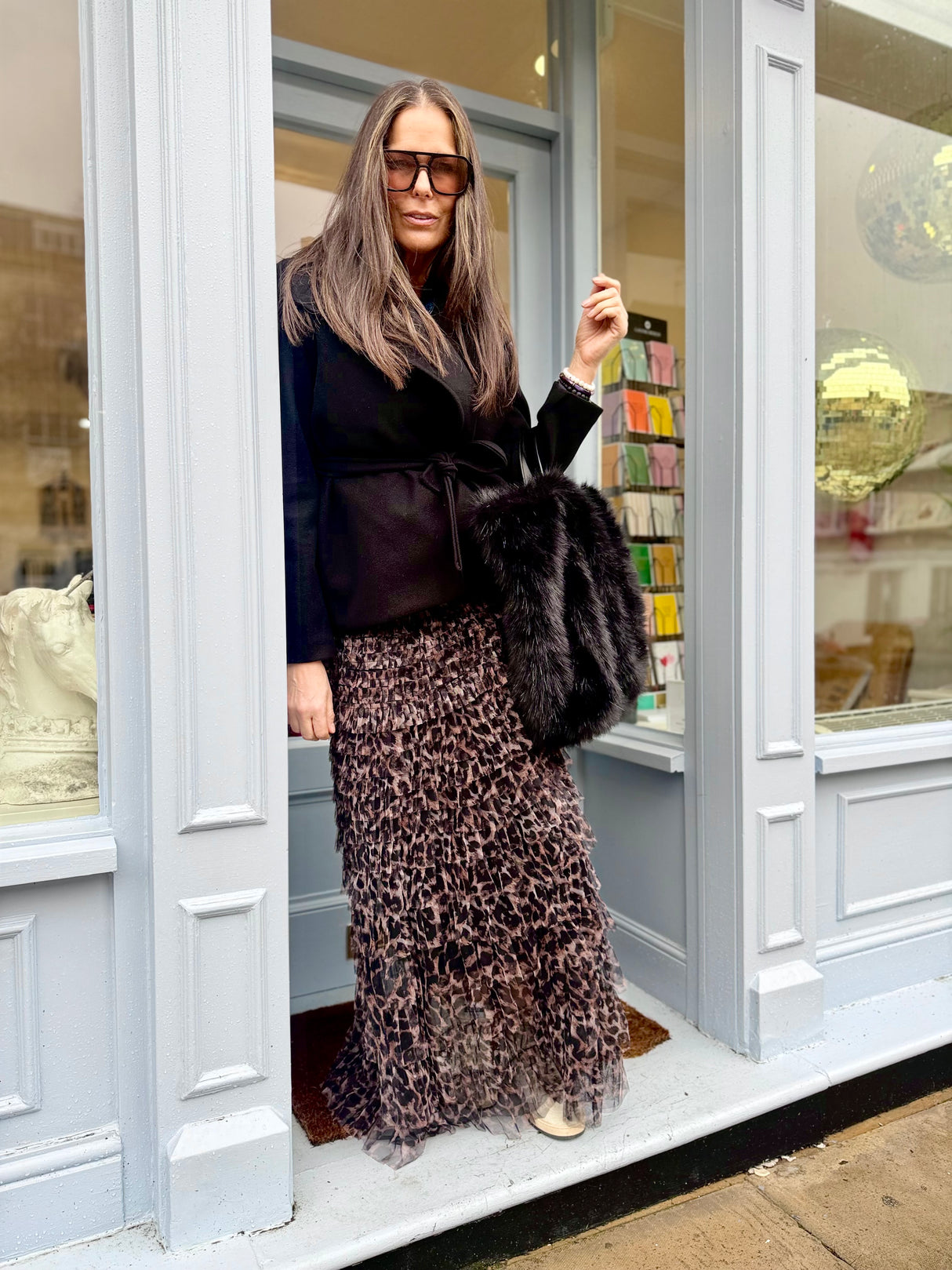 Felicity Animal Print Skirt - Brown