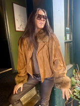 Shauna Faux Suede Bomber - Tan