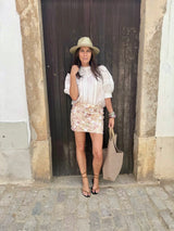 Talia Beaded Mini Skirt - Cream